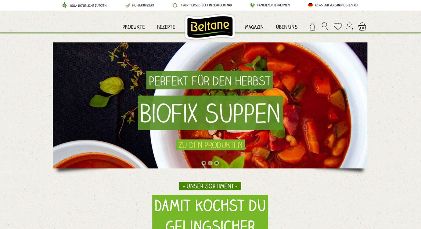 Beltane Naturkost Bio-Lebensmittel Shopware-Shop