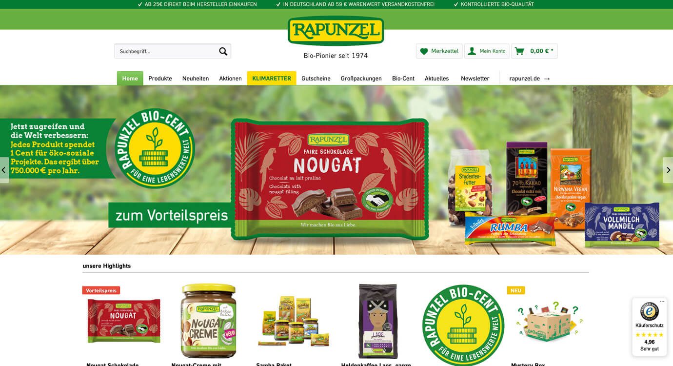Rapunzel Naturkost Bio-Lebensmittel Shopware-Shop